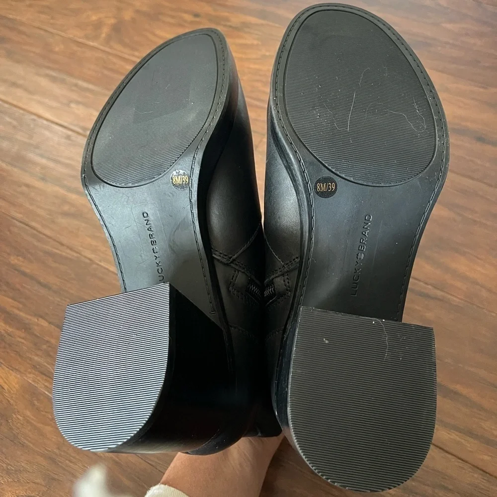 NWOT Lucky Brand Black Quinlee Leather Ankle Boots-Size 8